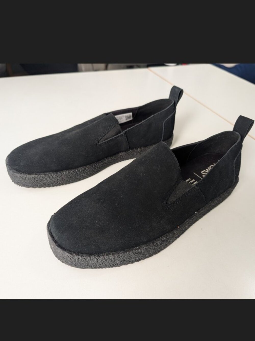 TOMS Size 8 Black Slip ons NEW